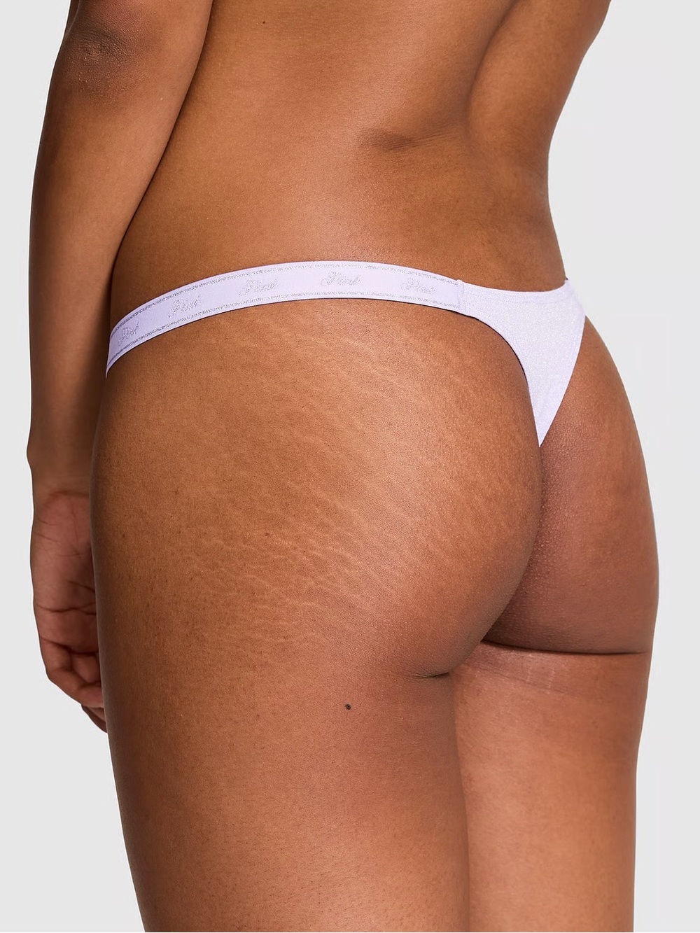 Pink LOGO COTTON SHIMMER MICRO THONG PANTY - Picture 4 of 6